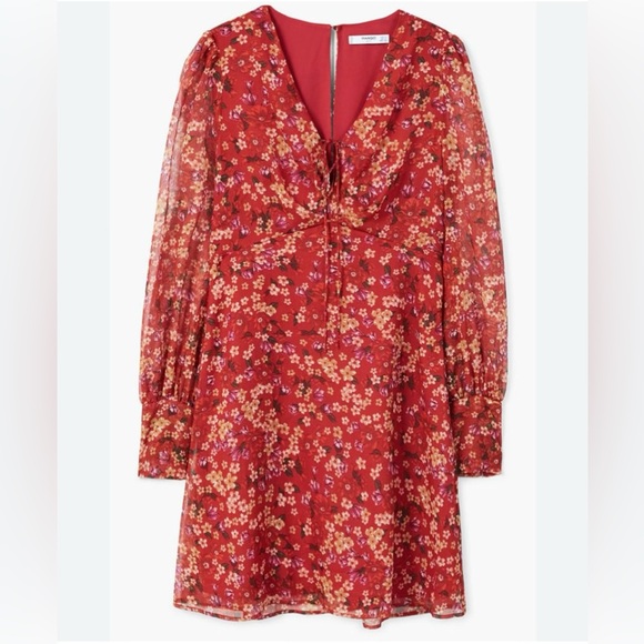 Mango summer red flowers dress - Picture 3 of 7